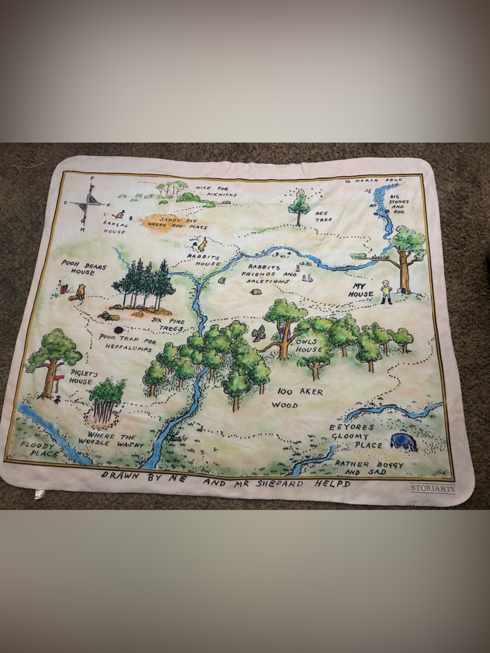 Storiarts classic pooh Sherpa blanket classic Pooh nursery throw blanket